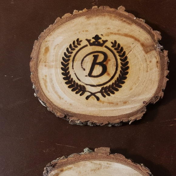 Wood ornaments Laser engraved monogramming for home Decor. - Picture 2 of 9